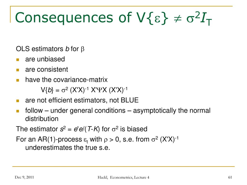 Econometrics - Lecture 4 Heteroskedasticity And Autocorrelation - Ppt ...